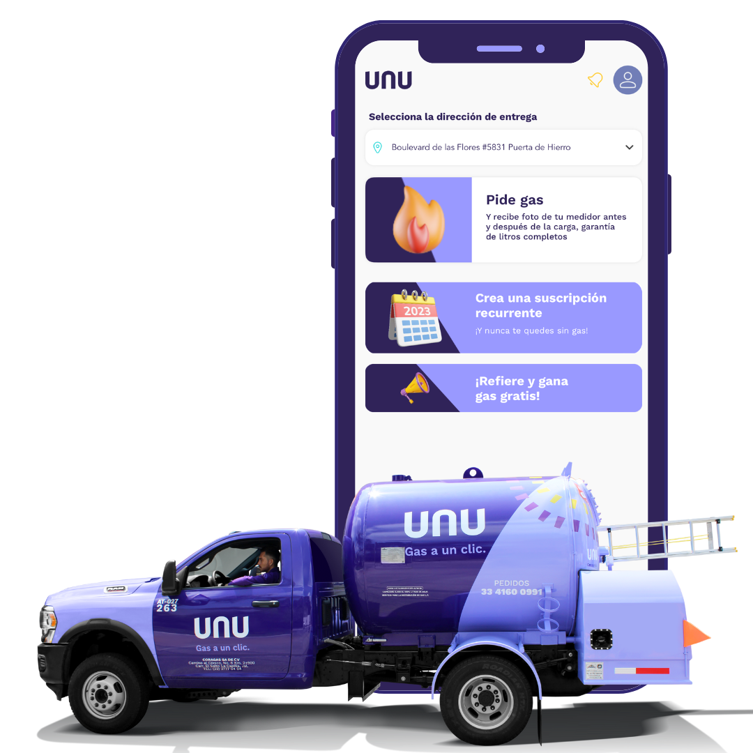 App UNU para pedir gas LP a domicilio