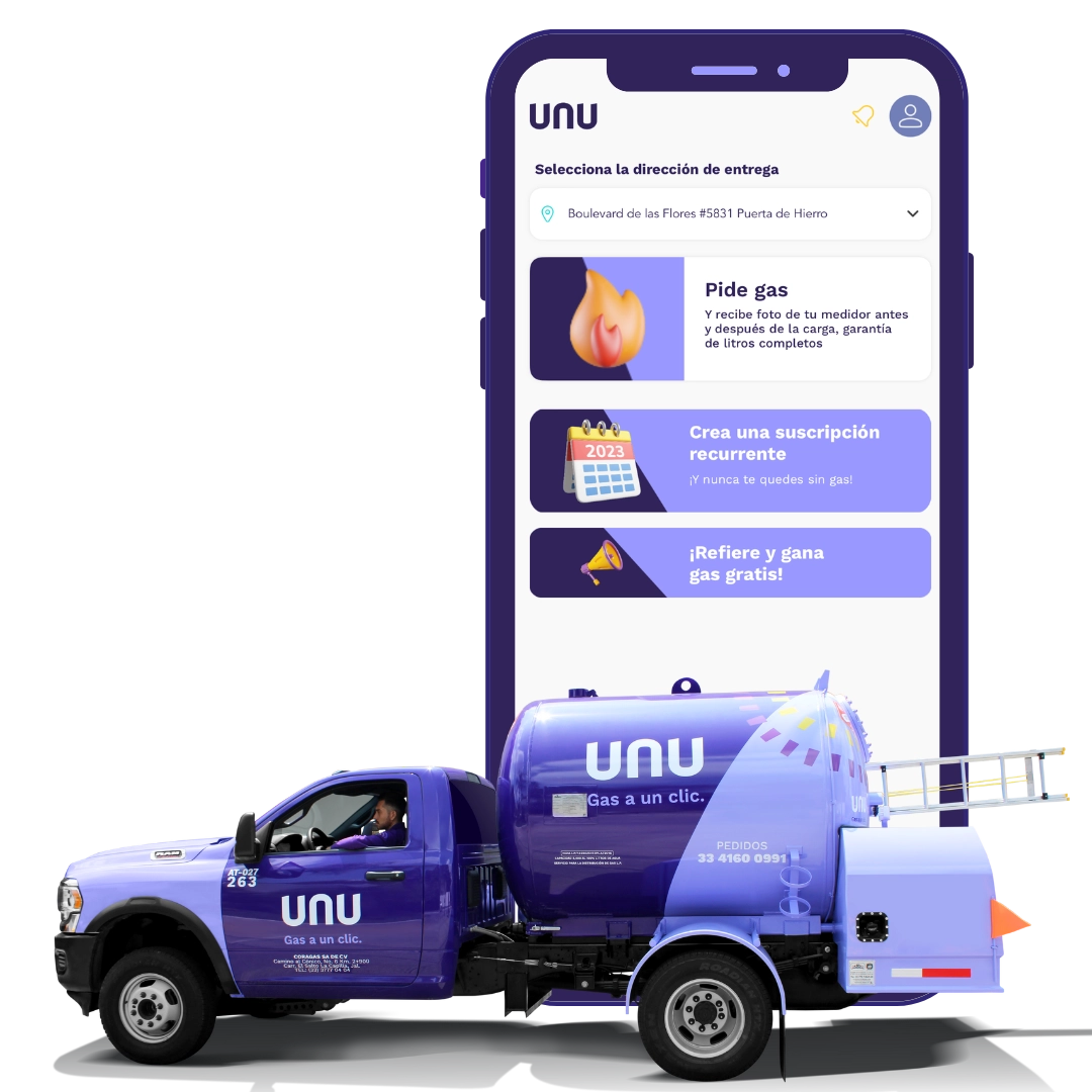 App UNU para pedir gas LP a domicilio